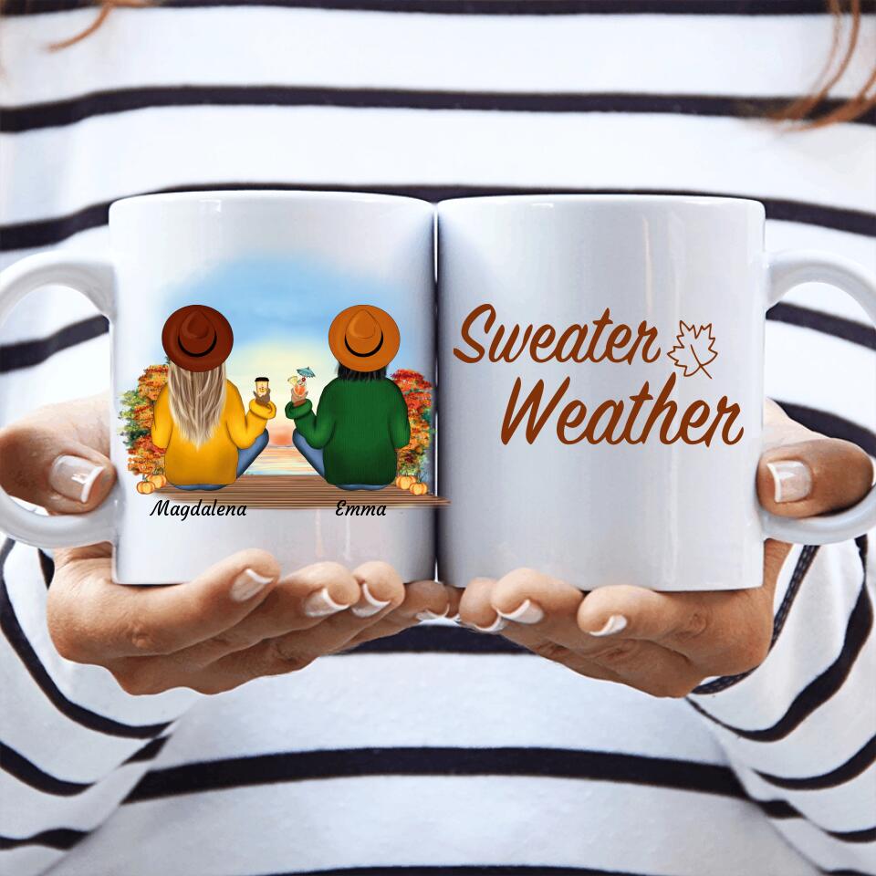 Sitzende Herbst Besties - Personalisierbare Tasse