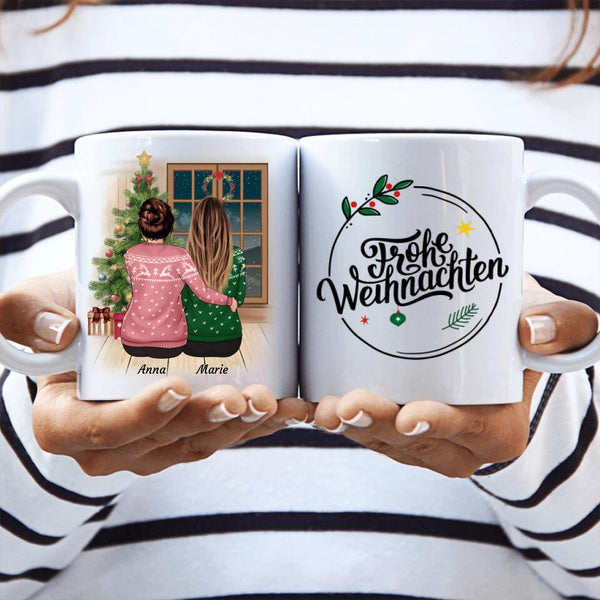 Mutter und Tochter Weihnachten (Limitierte Edition) - Personalisierbare Tasse