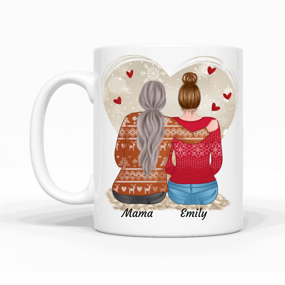 Mutter und Tochter weihnachtlich (Limitierte Edition) - Personalisierbare Tasse (kein Set)