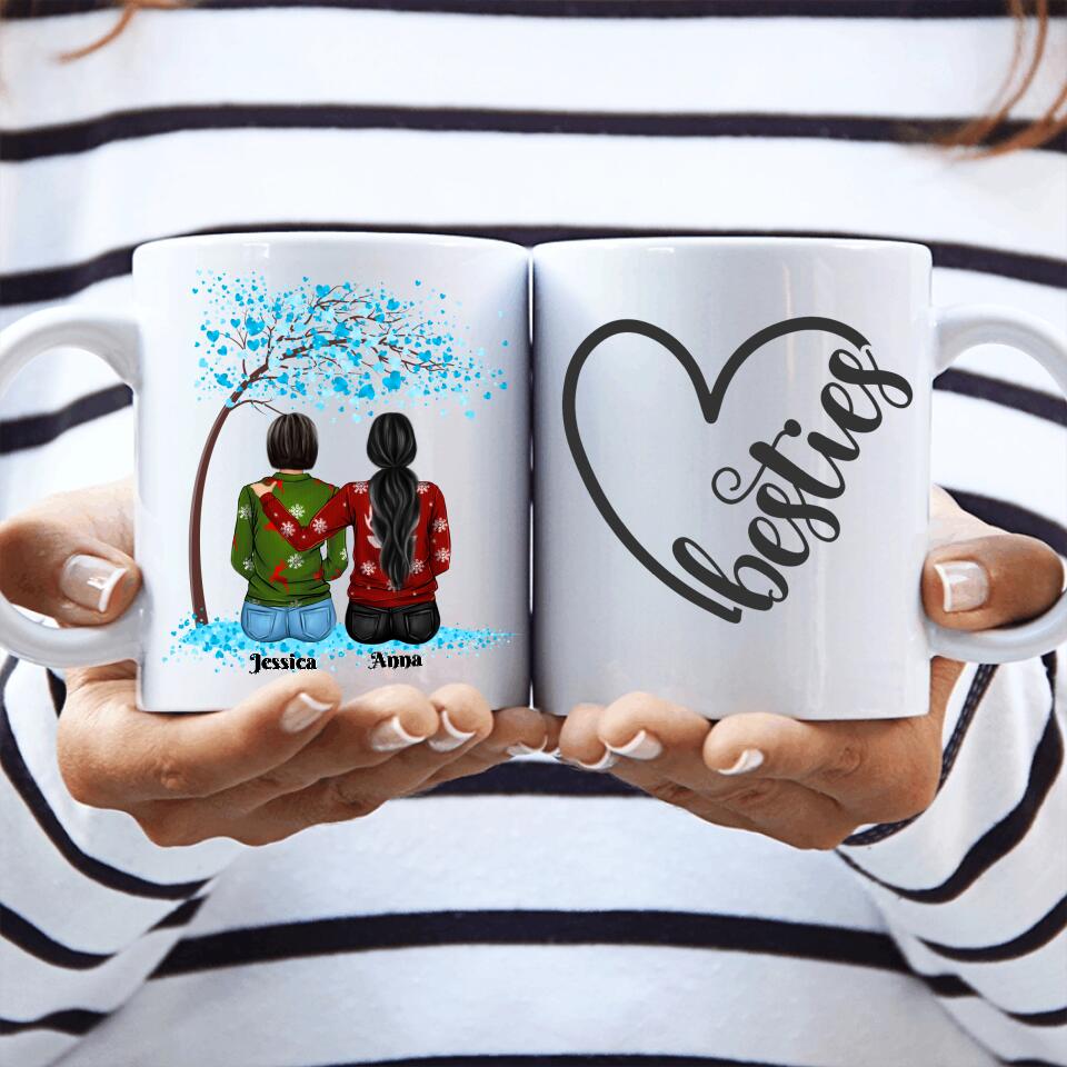 Weihnachtliche Frauen unterm Baum - personalisierbare Tasse - wefriends