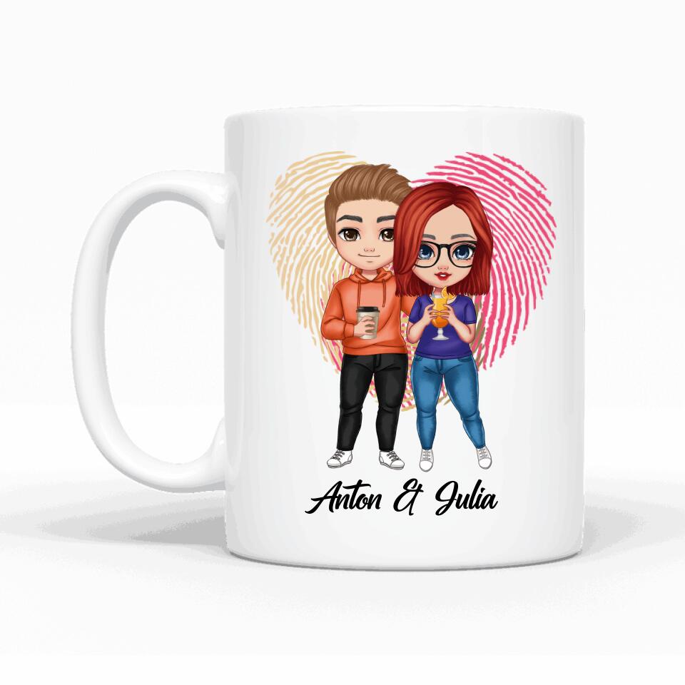 Comic Style Paar Fingerabdruck - Personalisierbare Tasse