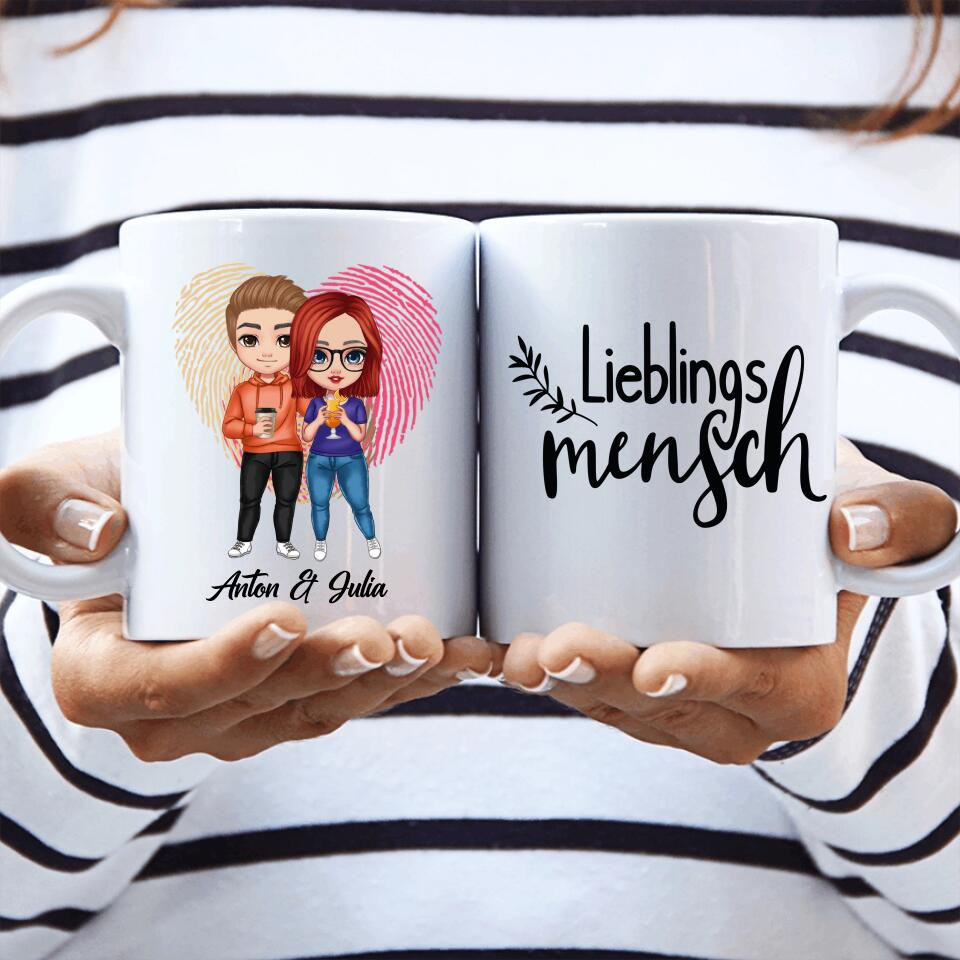 Comic Style Paar Fingerabdruck - Personalisierbare Tasse