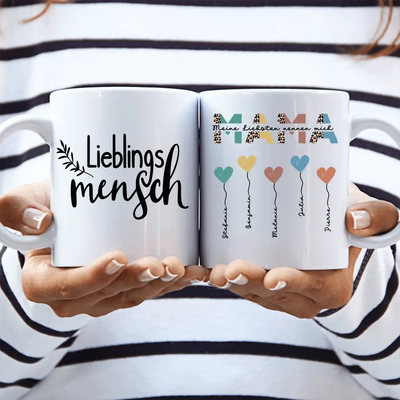 Mama / Oma Herzballons - Personalisierbare Tasse