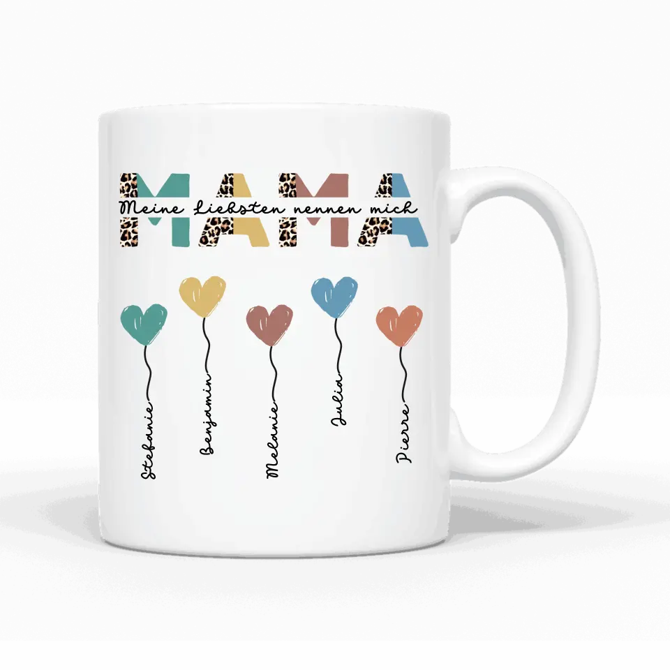 Mama / Oma Herzballons - Personalisierbare Tasse