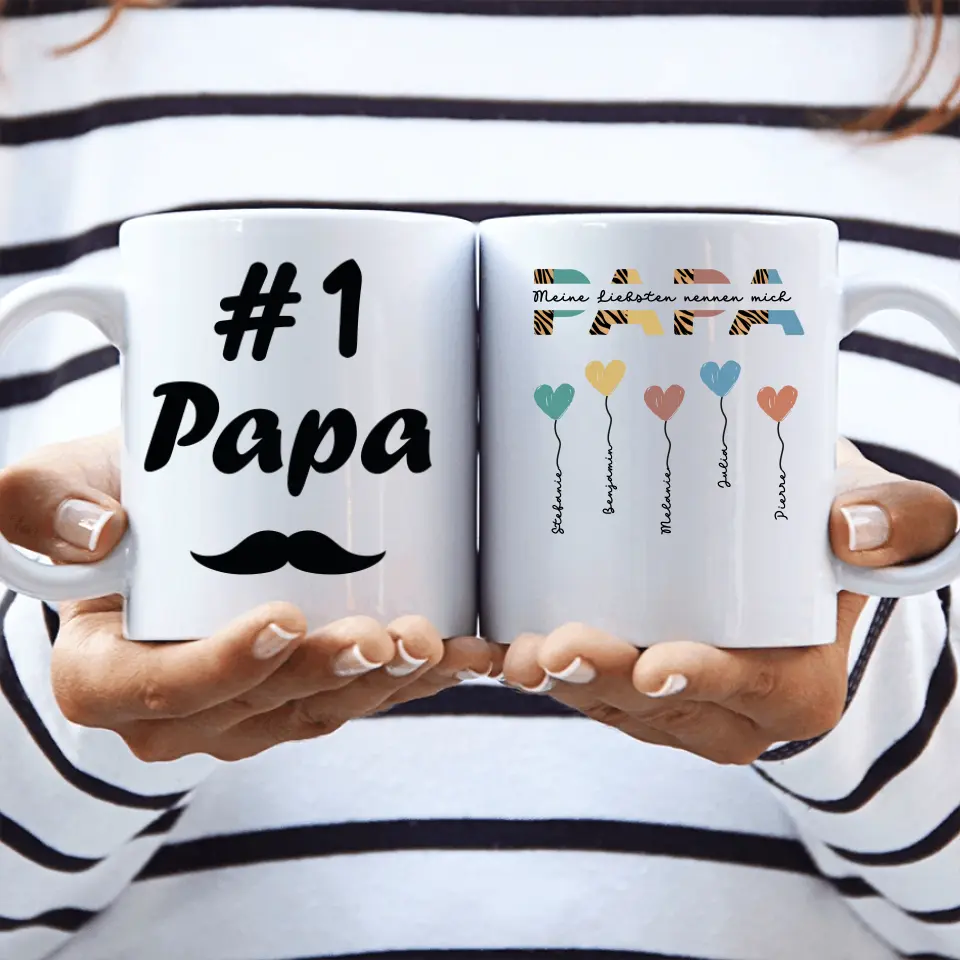 Papa / Opa Herzballons - Personalisierbare Tasse - wefriends