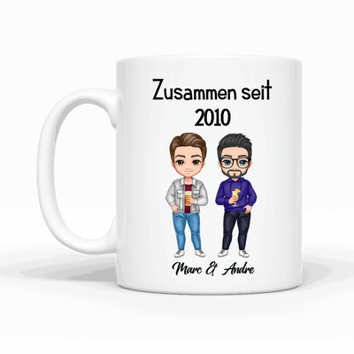 Comic Style Paar (zwei Männer) - Personalisierbare Tasse