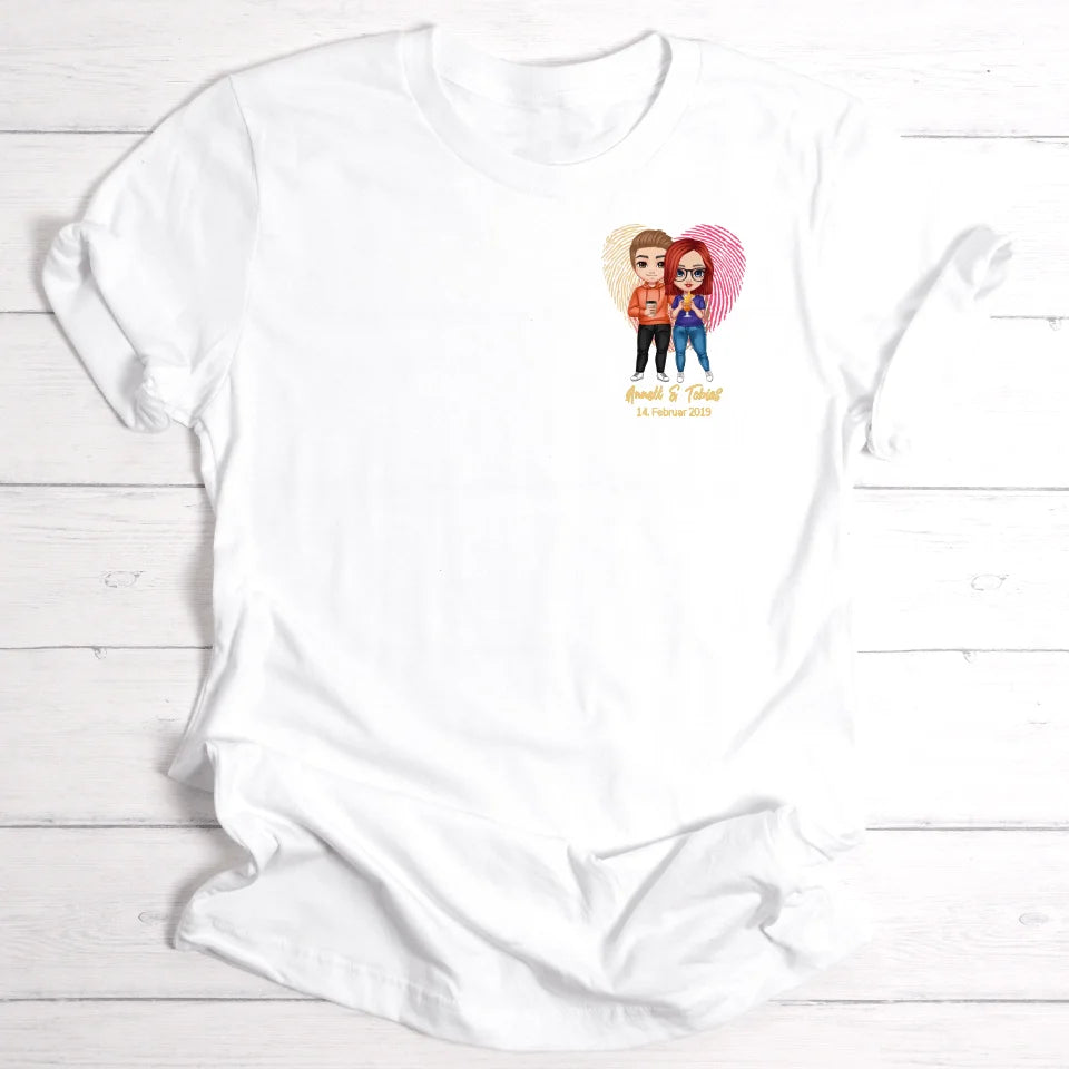 Comic Style Paar Herz - Personalisierbares T-Shirt