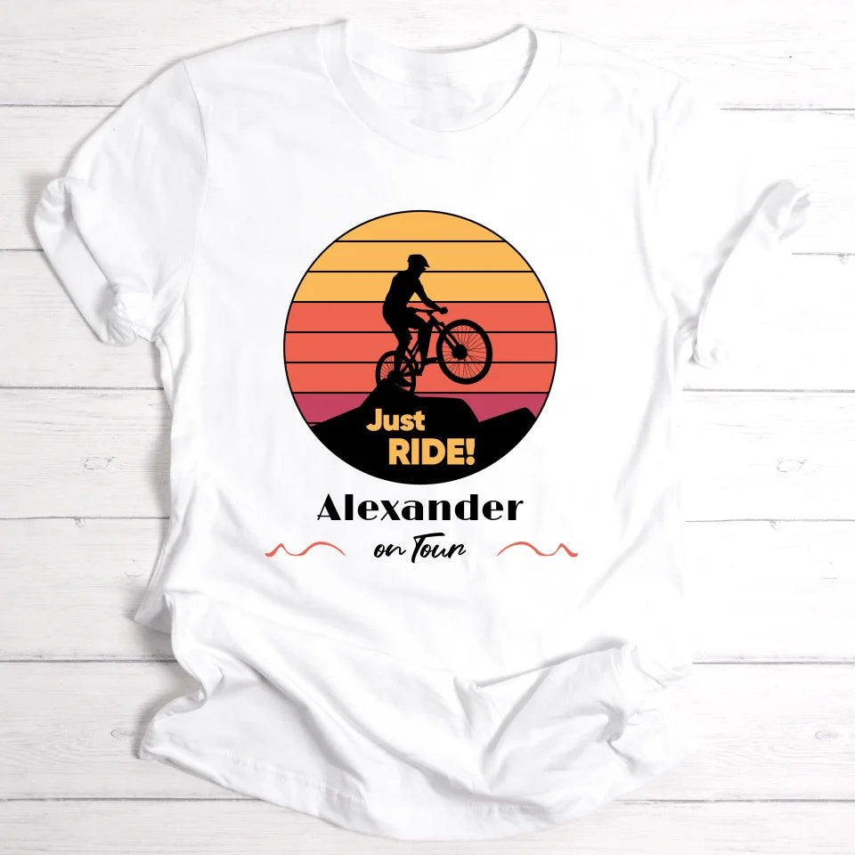 Mountainbike Just Ride! - Personalisierbares T-Shirt