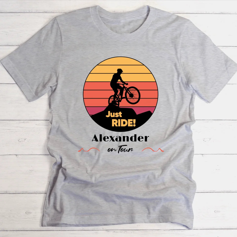 Mountainbike Just Ride! - Personalisierbares T-Shirt