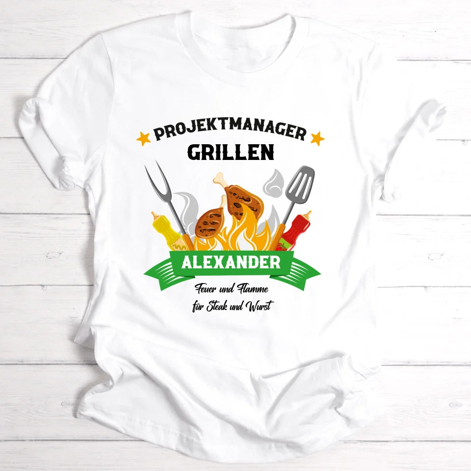 Projektmanager Grillen - Personalisierbares Herren-T-Shirt - wefriends