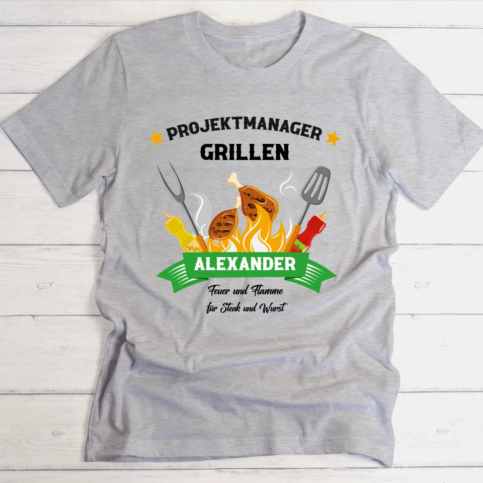 Projektmanager Grillen - Personalisierbares Herren-T-Shirt - wefriends