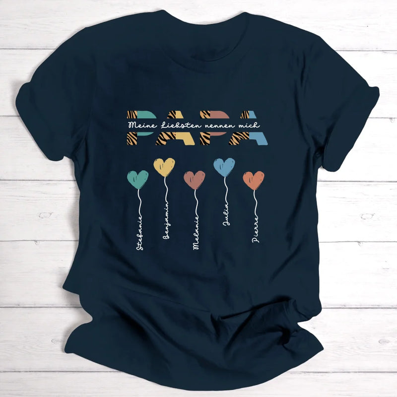 Papa / Opa Vatertag Herzballons - Personalisierbares Herren-T-Shirt