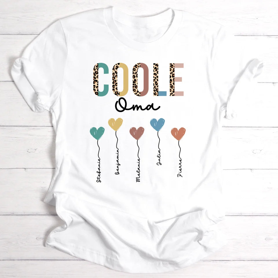 Coole Oma / Mama Herzballons - Personalisierbares Damen-Shirt