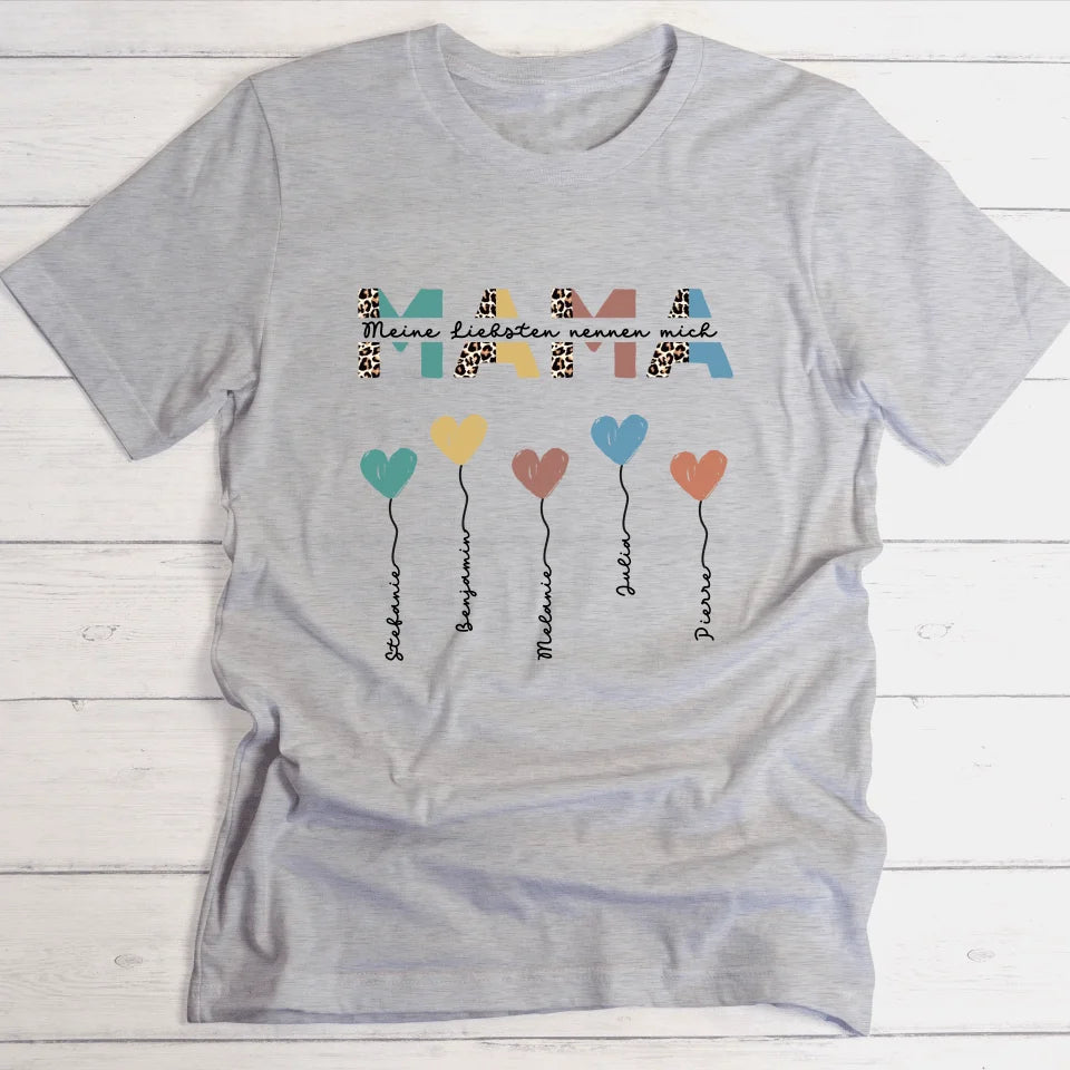 Mama / Oma Herzballons - Personalisierbares T-Shirt