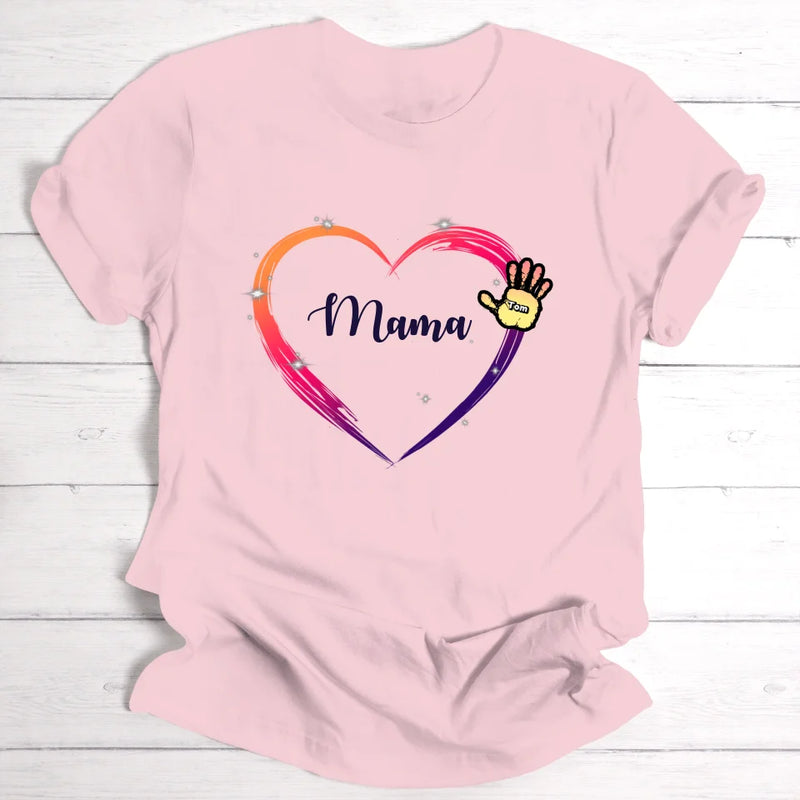 Mama / Oma Regenbogenherz - Personalisierbares T-Shirt