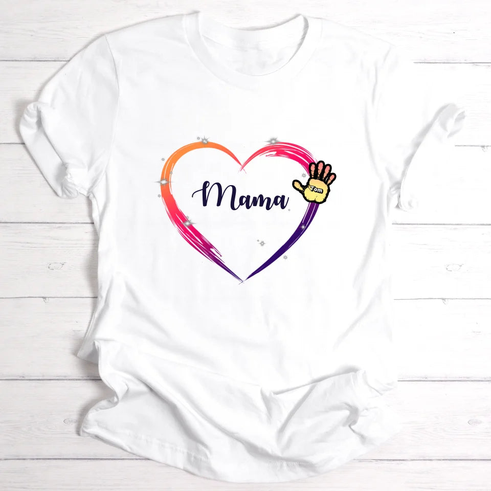 Mama / Oma Regenbogenherz - Personalisierbares T-Shirt