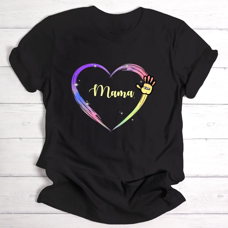 Mama / Oma Regenbogenherz - Personalisierbares T-Shirt