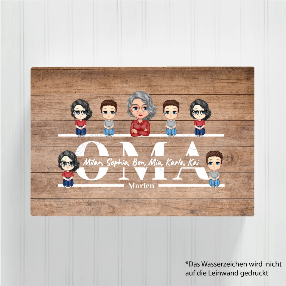 Mama / Oma mit Kindern - Personalisierbare Leinwand