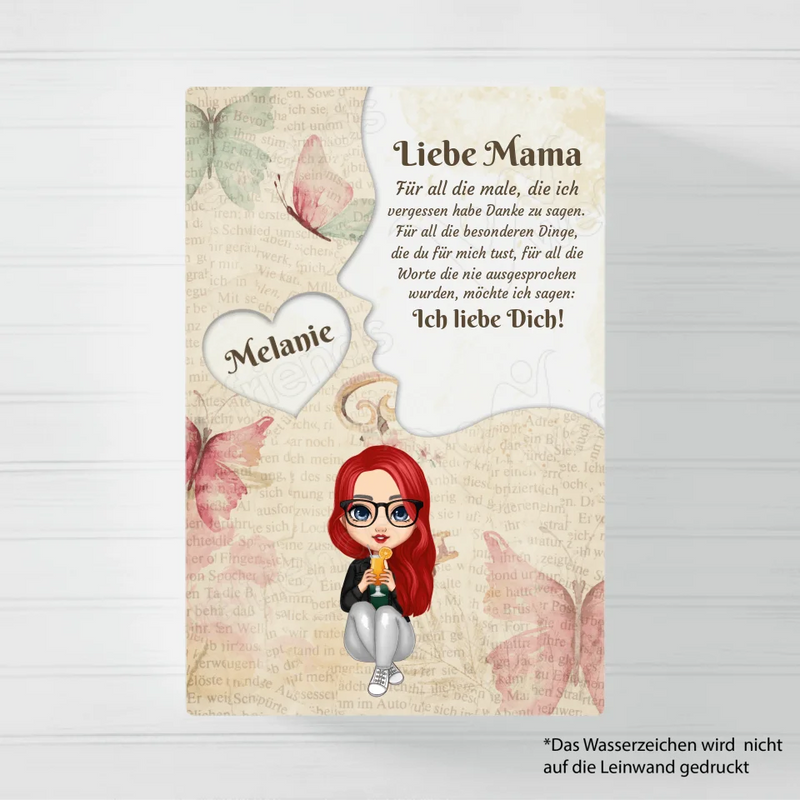 Liebe Mama - Personalisierbare Leinwand