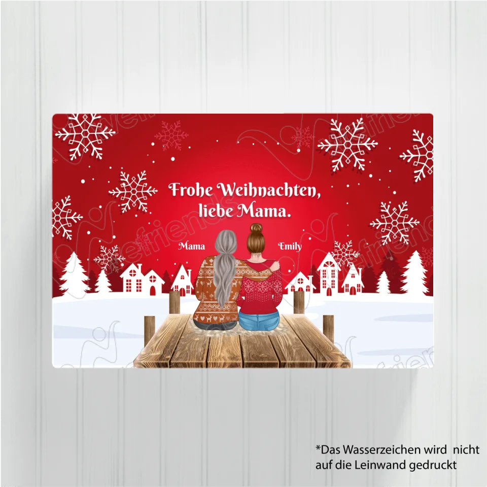 Mutter und Tochter Weihnachtsland - Personalisierbare Leinwand - wefriends