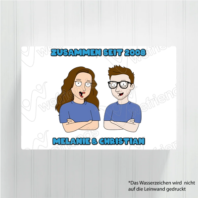 Cartoon Couple  - Personalisierbare Leinwand