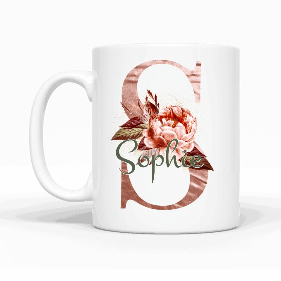 Namenstasse Design Edition rosig (einseitig) - Personalisierbare Tasse - wefriends