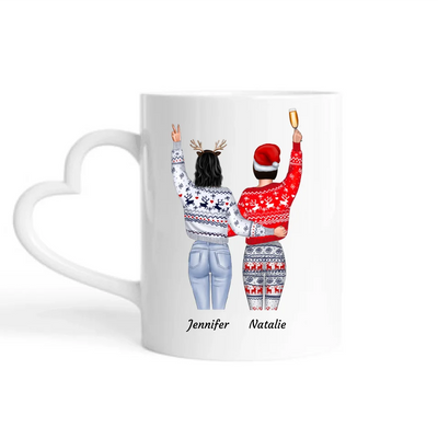 Besties stehend Weihnachten - Personalisierbare Tasse