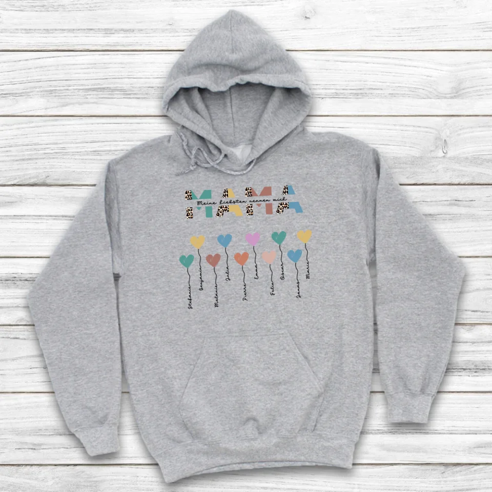 Mama / Oma Herzballons - Personalisierbarer Hoodie - wefriends