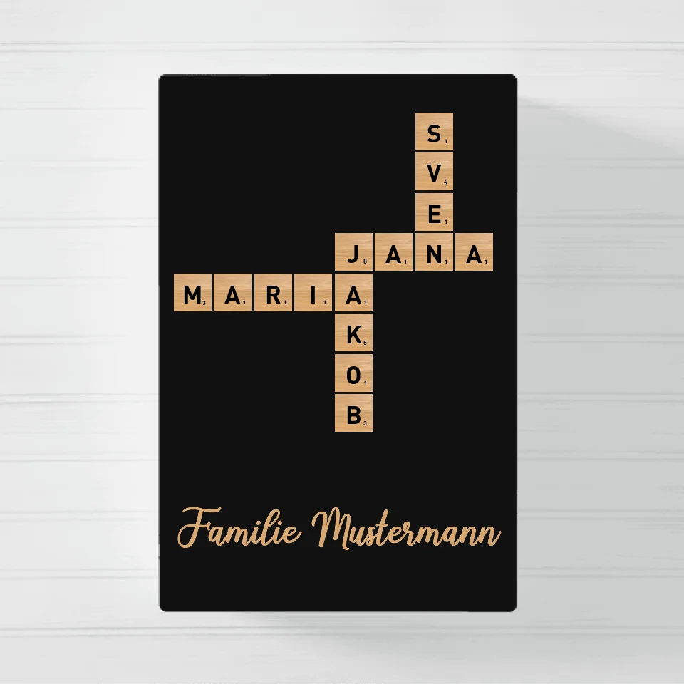 Familie Scrabble- Personalisierbare Leinwand