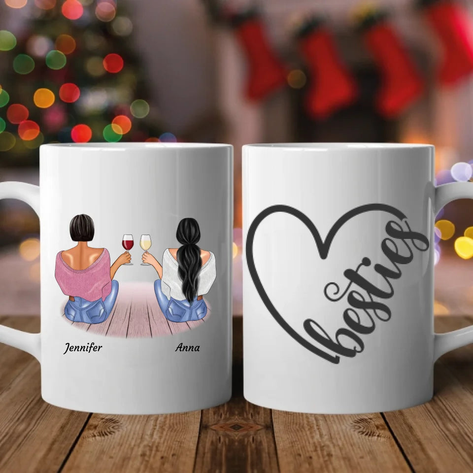 sitzende Besties - Personalisierbare Tasse