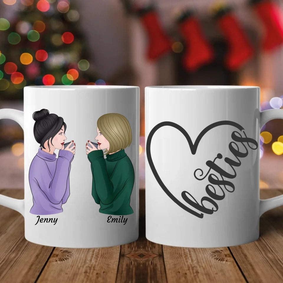 Besties seitlich - Personalisierbare Tasse