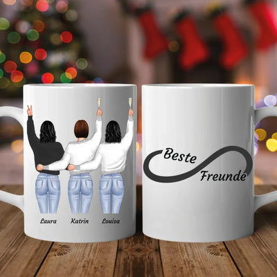 3 Besties stehend - Personalisierbare Tasse