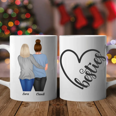 Mutter und Tochter stehend - Personalisierbare Tasse