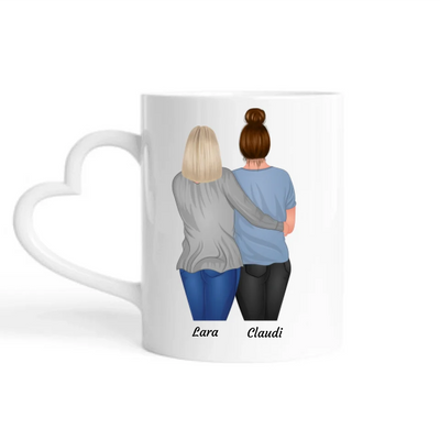 Mutter und Tochter stehend - Personalisierbare Tasse