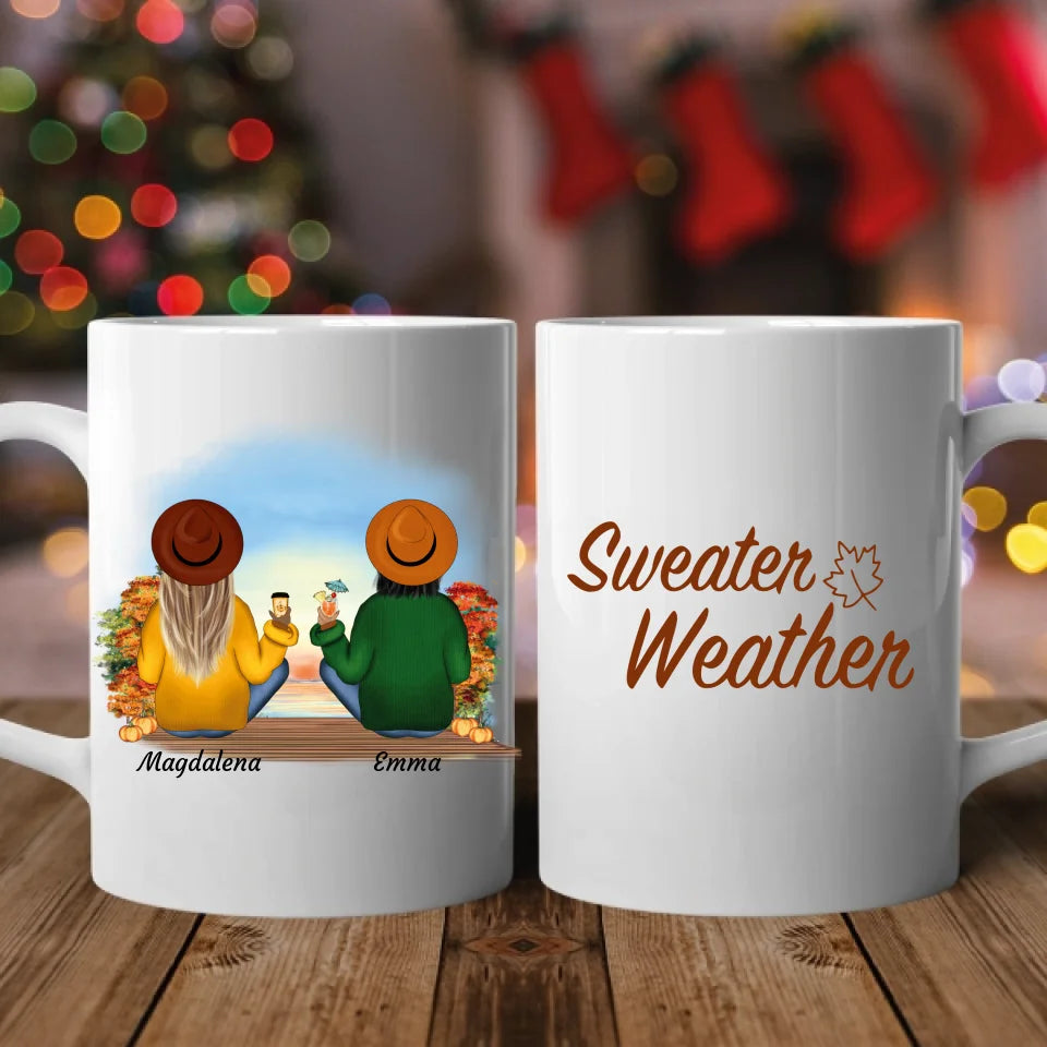 Sitzende Herbst Besties - Personalisierbare Tasse