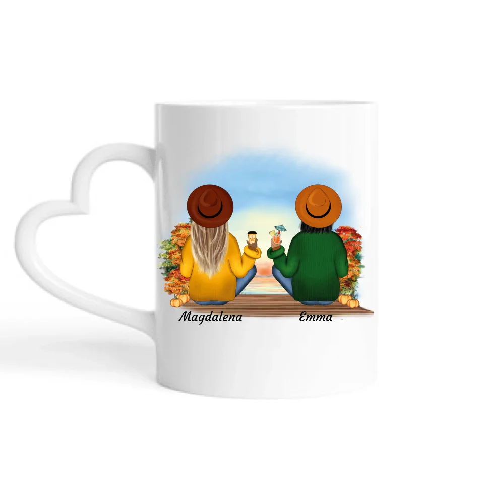 Sitzende Herbst Besties - Personalisierbare Tasse