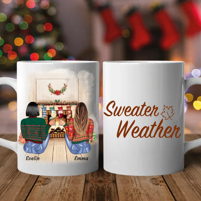 Sitzende Besties Weihnachten (Limitierte Edition) - Personalisierbare Tasse