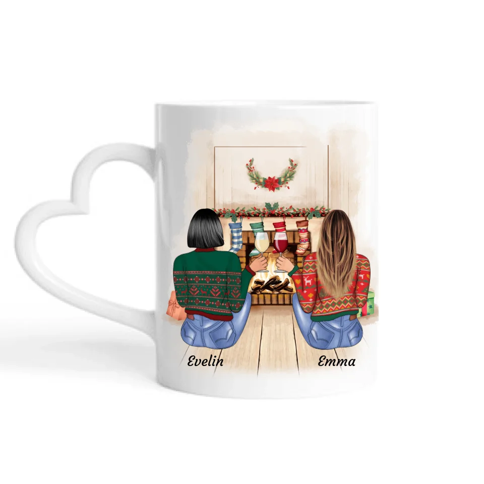 Sitzende Besties Weihnachten (Limitierte Edition) - Personalisierbare Tasse