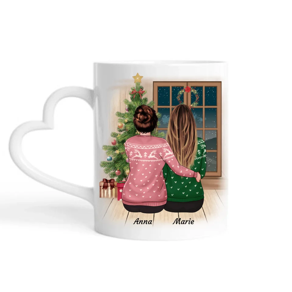 Mutter und Tochter Weihnachten (Limitierte Edition) - Personalisierbare Tasse