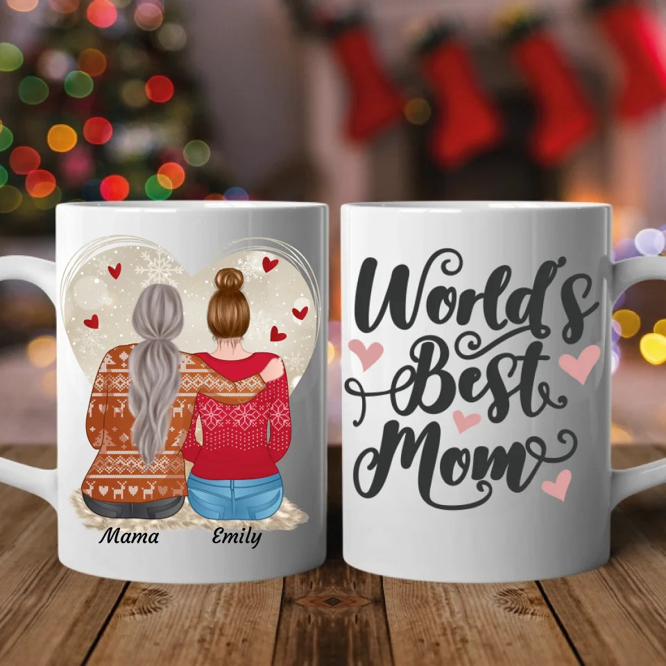 Mutter und Tochter weihnachtlich (Limitierte Edition) - Personalisierbare Tasse (kein Set)