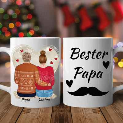 Vater und Tochter weihnachtlich (Limitierte Edition) - Personalisierbare Tasse (kein Set)