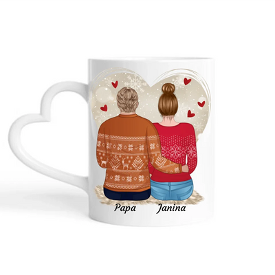 Vater und Tochter weihnachtlich (Limitierte Edition) - Personalisierbare Tasse (kein Set)