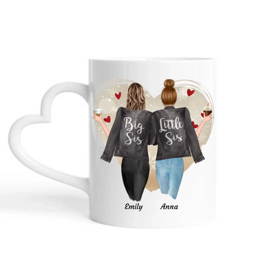 Beste Freundinnen mit weihnachtlichem Herz - Personalisierbare Tasse