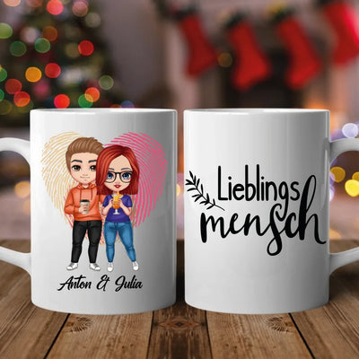 Comic Style Paar Fingerabdruck - Personalisierbare Tasse