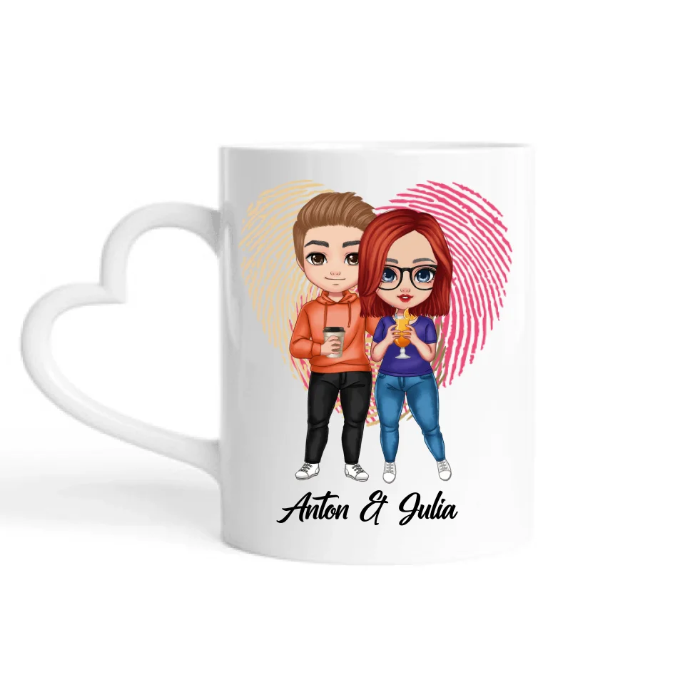 Comic Style Paar Fingerabdruck - Personalisierbare Tasse