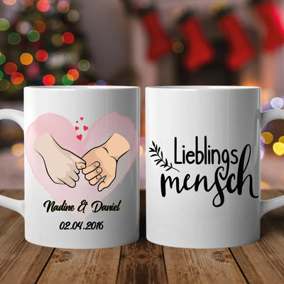 Verliebte Hände - Personalisierbare Tasse