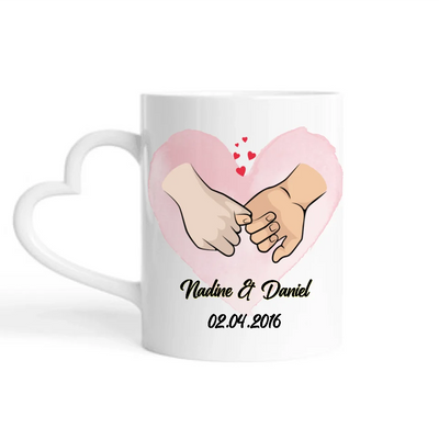 Verliebte Hände - Personalisierbare Tasse