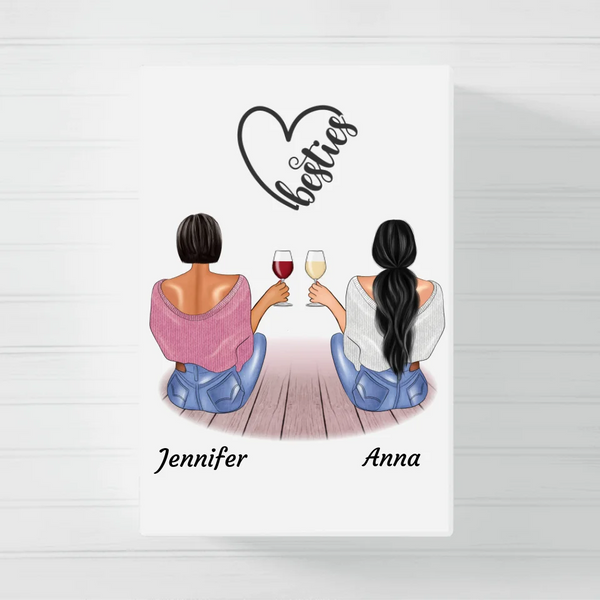 Sitzende Besties - Personalisierbares Poster