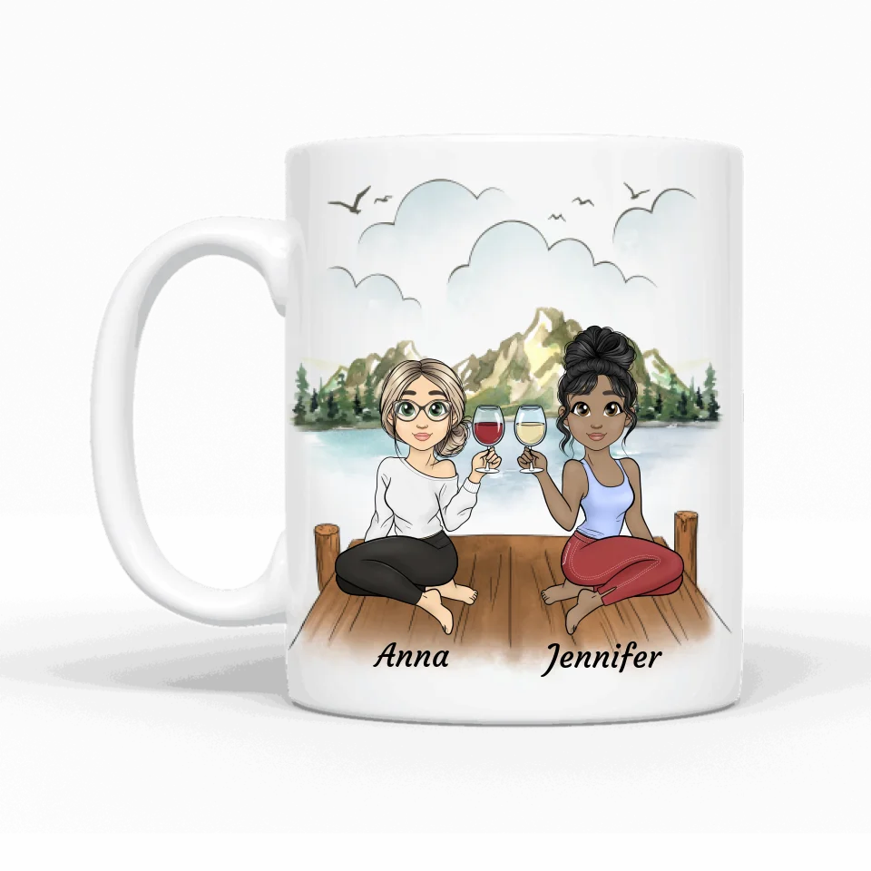 Cozy Besties am Steg - Personalisierbare Tasse