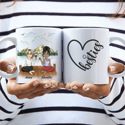 Cozy Besties am Steg - Personalisierbare Tasse